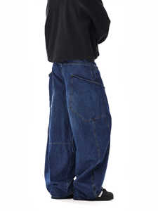 YKMOZI Original Hombres Denim Bolsillo grande Jeans sueltos No elástico Gran gramo Denim - Product Image 4