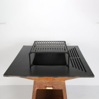 Nouveautés 2026 : Plancha brasero en acier Corten rouillé, facilement assemblable, pour jardin, chauffée au bois, avec gril barbecue pour l'extérieur
