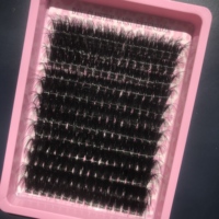 Cils en grappe noir mat à marque privée, logo personnalisé, faux cils doux en vison synthétique non brillants, kit de cils DIY en gros