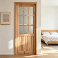 Porte intérieure en bois massif de sapin, taille standard, abordable, avec vitrage, pour le marché mondial (approvisionnement en gros)