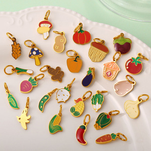 Colgantes de acero inoxidable con forma de vegetales para hacer pulseras, accesorios de joyería DIY, formas mixtas chapadas - Product Image 2