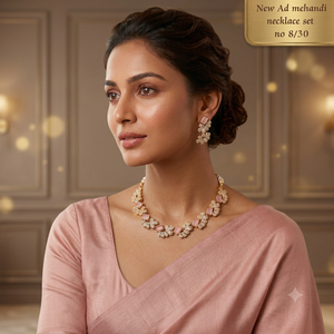 Traditional Ethnic High Quality Alloy <b>Silver</b> Plated Latest Designed <b>Choker</b> Set Coral Flower Design Earrings Necklace Ring - Product Image 2