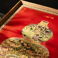 Tableau suspendu Hulu en laiton et bois massif, style chinois, mobile, taille personnalisable, artisanat métallique, design abstrait pour entrée et salon