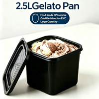 Conteneur de stockage de crème glacée en plastique PP de qualité alimentaire, résistant au froid (-25°C), format 2,5L, personnalisable ℃   Bac de grande capacité avec couvercle