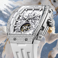 Montre mécanique squelette gravée en 3D Bonest Gatti Zodiac édition limitée, boîtier tonneau, lunette entièrement sertie de diamants, index lumineux BG5006