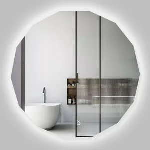 Fullkenlight 고급 욕실 세면대 led 터치 스크린 거울 독특한 프레임리스 욕실 거울