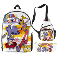 Nouveau Sac à Dos Tendance et Incroyable Thème Cirque Numérique, Dessin Animé, Anime, en Tissu Oxford Durable et Imperméable, Lot de 3 Pièces pour Voyages en Plein Air