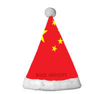 Meistverkaufte China-Flagge Weihnachtsmützen Komfortable Plüsch-Weihnachtsmützen für Erwachsene Neujahrs-Festliche Party-Kopfbedeckung