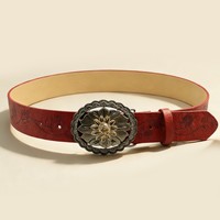Ceintures pour femmes, ceintures western, ceintures de créateur, ceintures bicolores avec boucle florale, sangle gaufrée, accessoire de mode vintage pour jeans et robes