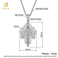 Pendentif personnalisé grande taille NUOYA en argent sterling 925 avec zircon cubique, motif aile, croix, étoile, bijoux hip-hop pour rappeur, cadeau unisexe