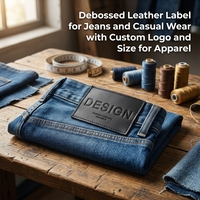 Étiquette de vêtement en cuir 3D gaufré, écologique, auto-adhésive ou à coudre, personnalisable avec logo et forme sur mesure, pour vêtements et chaussures