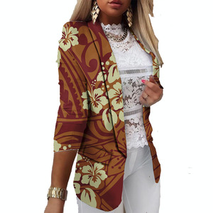Hete Aanbieding Plumeria Print Pacific Island <span class=keywords><strong>Plus</strong></span> <span class=keywords><strong>Size</strong></span> <span class=keywords><strong>Blazer</strong></span> Dames Polynesische Samoa Tribale Design Elegante Damesjassen - Product Image 2