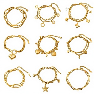 Gelang Hati Kevlar Baja Tahan Karat MW Tidak Luntur Aksesoris Jepang Korea Baru Unisex Emas <span class=keywords><strong>18K</strong></span> Fashion Mewah Ringan - Product Image 1