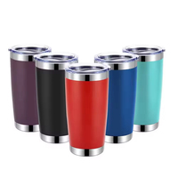Mug Kopi Perjalanan Terisolasi Dinding Ganda 20 oz dengan Logo Kustom, Cangkir Tumbler Anggur Stainless Steel dalam Jumlah Besar