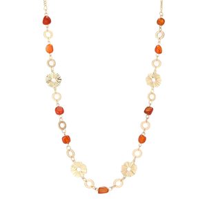 European American <b>Cross</b>-border New Irregular Geometric Beaded Necklace 18K Gold Plated Women's Vintage Link Gift Compact - Product Image 3