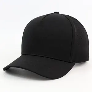 In Stock Out Door Running Hat Laser Cutting Hole Drilled 5 6 Panel Dad Cap Waterproof Performance Trucker Baseball Hat cap