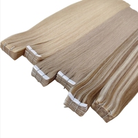 Extensions de cheveux à bandes adhésives de haute qualité, double trame, cuticules alignées, cheveux humains russes Remy