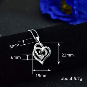 Collier élégant à double pendentif cœur pour femme, collier avec breloque cœur entrelacé, bijoux tendance, à porter au quotidien, cadeau - Product Image 5