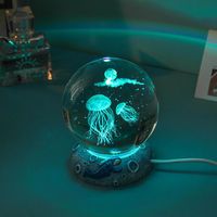 Lumière de boule de cristal unique du système solaire galactique 3D, lumière d'ambiance, lumière LED de nuit pour cadeau