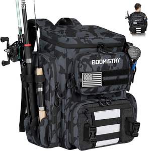 Sac à dos de pêche gratuit avec porte-cannes, équipement de pêche résistant à l'eau en Oxford 900D, sac de rangement pour matériel de pêche de grande capacité 42L - Product Image 1