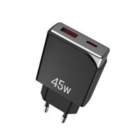 Chargeur mural USB-C à charge rapide PD 45W, prise EU/US, certifié CE/RoHS, blanc/noir, avec port USB Type-C