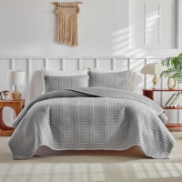 Parure de lit en microfibre brossée, motif géométrique patchwork, 3 pièces, pour toutes les saisons, 229*264cm, avec drap et taies d'oreiller