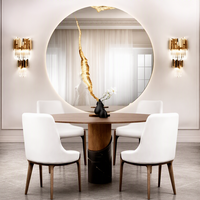 Miroir de décoration de luxe personnalisé pour villa, salon, entrée, décoration murale, miroir rond de luxe léger