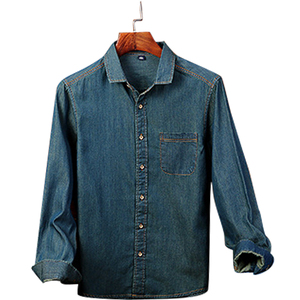 Stocklot con estilo de los hombres de algodón de manga larga casual <span class=keywords><strong>jeans</strong></span> camisa de denim - Product Image 3