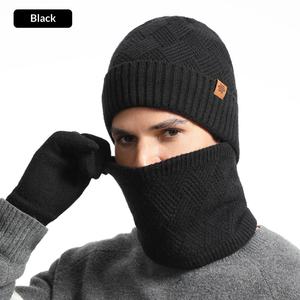 Ensemble 3 pièces personnalisé de luxe unisexe pour l'hiver : <span class=keywords><strong>bonnet</strong></span> tricoté chaud en acrylique, écharpe et gants à motifs, idéal pour les voyages - Product Image 2