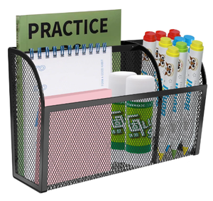 Magnetic Desk <b>Organizer</b> 3 Compartment Metal Mesh Pen Holder for Locker Whiteboard Refrigerator Office Purple - Product Image 3