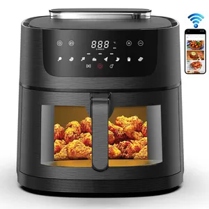 Anbolife 4L 6L 8L Slim Air Fryer Steam Function Electric Smart Air Fryer Connect With Wifi Digital Control Oil Free Air Frier