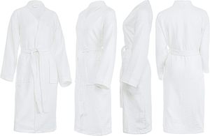 Peignoir de Spa en Coton Recyclé Doux et Moelleux en Polaire Corail Blanc de Luxe pour Hôtels, Personnalisable avec Logo, Emballage en Gros pour Femmes et Usage Domestique - Product Image 4