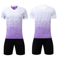 Ensemble complet d'uniformes de football en polyester respirant à manches courtes pour l'été, impression par transfert thermique, directement de l'usine