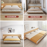 Lit Tatami Multifonctionnel à Lit Bas Style Japonais Cadre de Lit en Bois MDF Queen avec Rangement