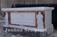 Table d'autel en marbre blanc pour décoration religieuse catholique