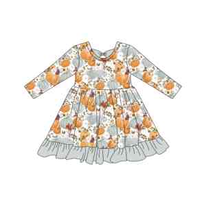 Qingli OEM nuovo abbigliamento di Halloween <span class=keywords><strong>zucca</strong></span> ragazza vestito con fiocco sul retro vestiti per bambini all'ingrosso per 0-14years Teen - Product Image 2