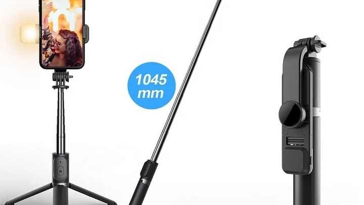 Perche Selfie Pliable Avec Trépied Et Lumière LED - Télécommande Bluetooth, Universelle (neuve)
