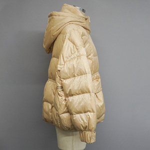 Veste matelassée en duvet d'oie dorée pour femmes, manteaux d'hiver, veste à capuche chaude à fermeture éclair - Product Image 2