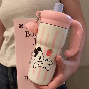 Vaso Aislado de Acero Inoxidable 304 de 600 ml con Diseño de Gato de Dibujos Animados, Portátil, para Exteriores, con Gran Capacidad y Asa - Product Image 4