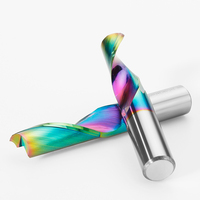 Fraise à bout simple en carbure de tungstène revêtu d'un revêtement irisé, diamètre de la tige de 8 mm, fraisage CNC personnalisé pour l'aluminium OEM/ODM