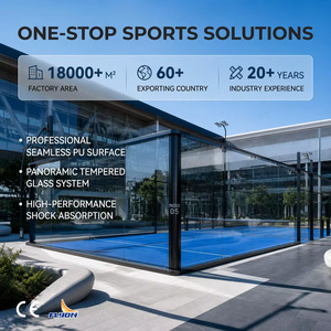 สนามแพเดิลพาโนรามา 20x10 เมตร ผนังกระจกนิรภัย โครงเหล็กชุบสังกะสี สนามเทนนิสแพเดิลสำเร็จรูป - Product Image 1