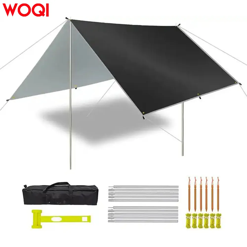 Wuqi — hamac de randonnée imperméable, canopée avec éclairage de pluie, canopée de camping, plein air