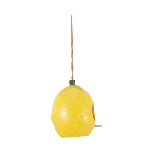 Mangiatoia per uccelli a forma di limone in ceramica, decorazione da appendere all'aperto per giardino o finestra - Product Image 2