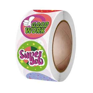 Pegatinas Redondas Personalizadas con Impresión UV para Niños, Etiquetas Motivacionales Coloridas de Buen Trabajo en Rollo para Maestros, Escuelas y Aulas - Product Image 1