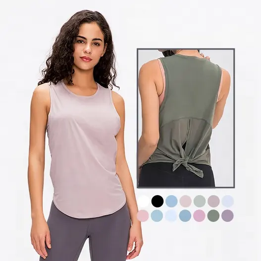 Lulu Quick Dry Yoga Vest Loose Fit Breathable Women Shirts Sleeveless Running Tank Top Light Weight Fitness Gym Clothes Ladies
