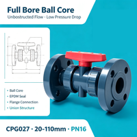 Vanne à boisseau sphérique en CPVC avec raccord à bride DIN PN16 et joint EPDM pour système de tuyauterie industrielle