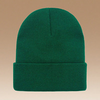 Logo Kustom Hijau Tua Campuran Wol Bulu Imitasi Vintage Beanie Huruf Kartun Hewan Musim Dingin Berkerah Hangat Elastis Unisex Grosir OEM