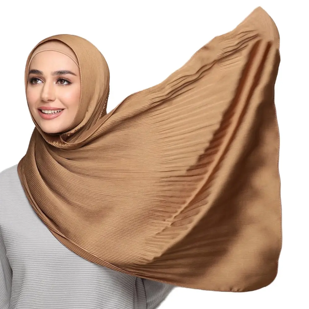BSBH 새로운 말레이시아 매트 새틴 실크 Hijab 숙녀 주름 일반 컬러 새틴 실크 Hijab 크레페 스카프 Crinkle 코튼 Hijab 이슬람
