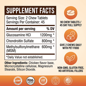Comprimés à mâcher pour chiens sous marque privée : Glucosamine, Chondroïtine, MSM – Supplément canin pour l'arthrite de la hanche et la mobilité - Product Image 4