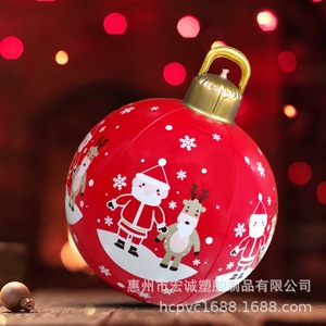 Inflatable Christmas Ball 60Cm Pvc Decorative Outdoor Holiday Yard Decoration With Led Lights - Product Image 1